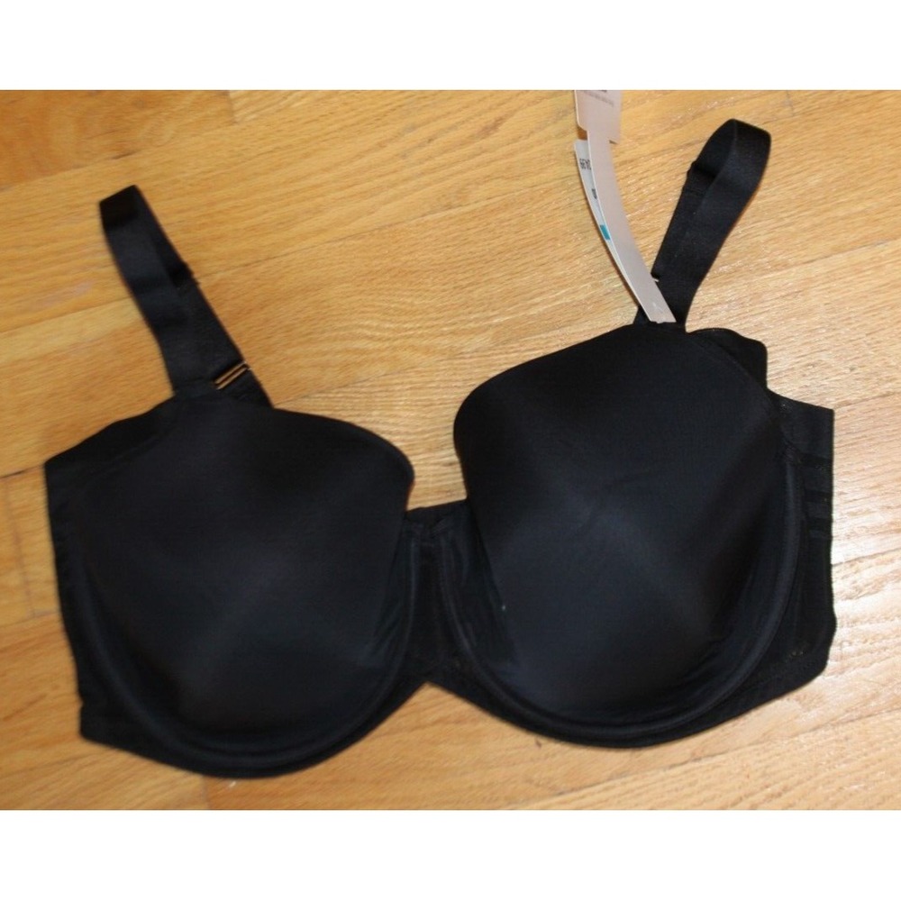 Paramour by Felina Marvelous Side Smoothing T-Shirt Bra Size 42DDD Black